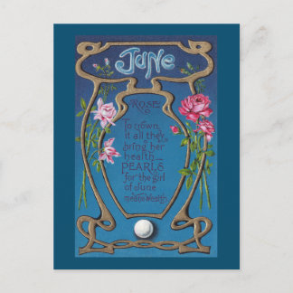 Carte Postale Juin Anniversaire Perle et Rose