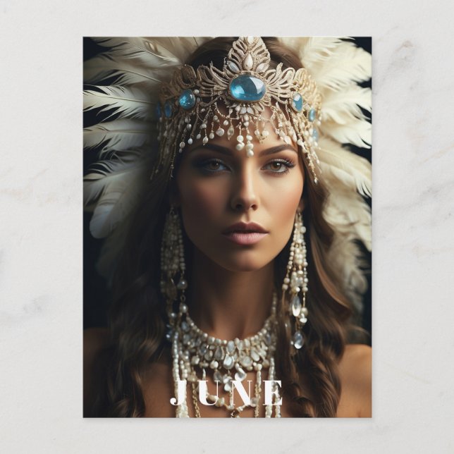 Carte Postale *~ JUIN Femme ANNIVERSAIRE PEARLS Boho AP53 (Devant)