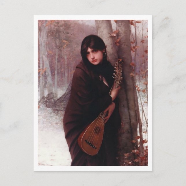 Carte Postale Jules Joseph Lefebvre, Fille à la mandoline (Devant)