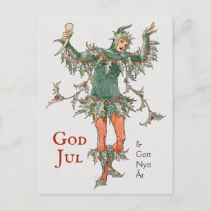 Carte Postale Julhälsning Walter Crane Holly (Järneksmannen)