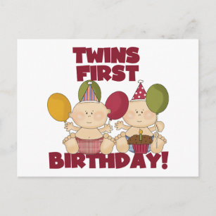Carte Postale Jumeaux 1er anniversaire - T-shirts et cadeaux pou