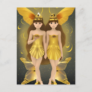 Carte Postale Jumeaux à papillon d'or