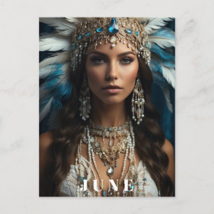 Carte Postale *~ JUNE Boho Femme ANNIVERSAIRE PERLES AP53