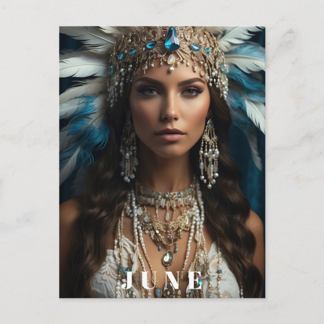 Carte Postale *~ JUNE Boho Femme ANNIVERSAIRE PERLES AP53 (Devant)