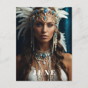 Carte Postale *~ JUNE Boho Femme ANNIVERSAIRE PERLES AP53