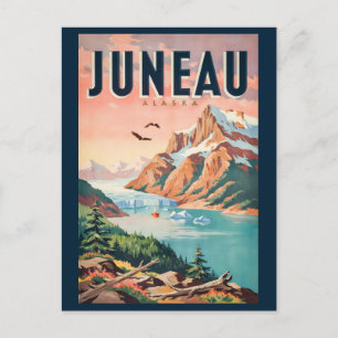 Carte Postale Juneau Alaska Illustration de Glacier Art de Voyag