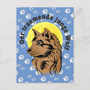 Carte Postale junger träumender Wolf Postkarte