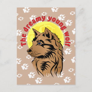 Carte Postale junger träumender Wolf Postkarte