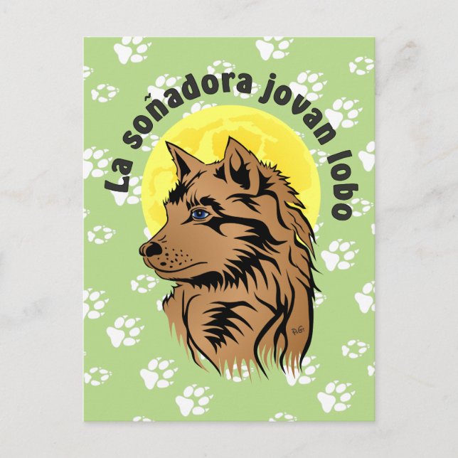 Carte Postale junger träumender Wolf Postkarte (Devant)