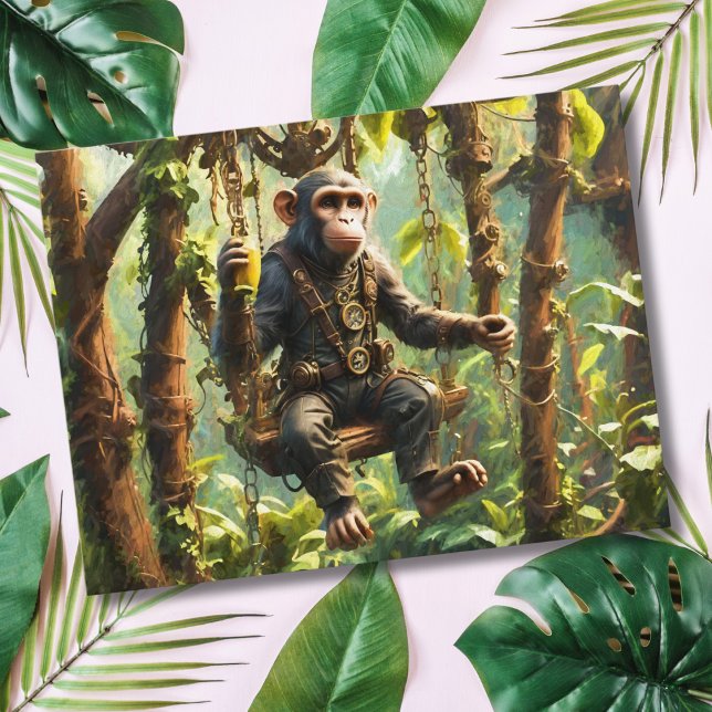 Carte Postale Jungle de singe mignon Steampunk  (Créateur téléchargé)