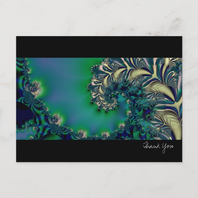 Carte Postale Jungle II ・ Fractal art ・ Blue & Teal (Devant)