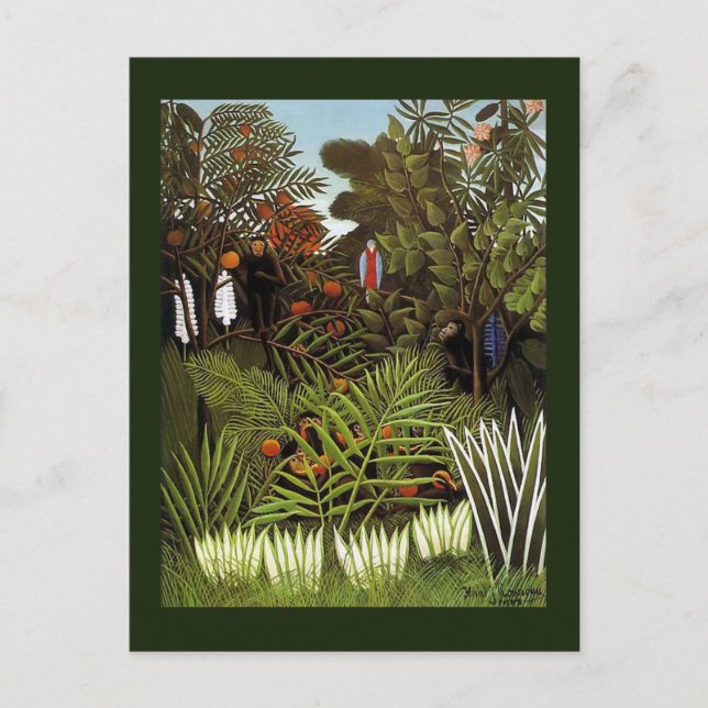 Carte Postale Jungle Monkeys Folk Art de Rousseau (Devant)