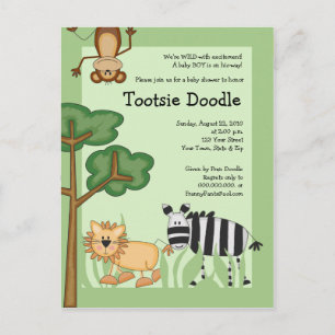 Carte Postale Jungle Safari Baby shower Post Card Invitation