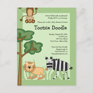 Carte Postale Jungle Safari Baby shower Post Card Invitation
