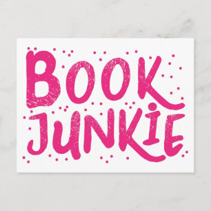 Carte Postale junkie de livre en rose
