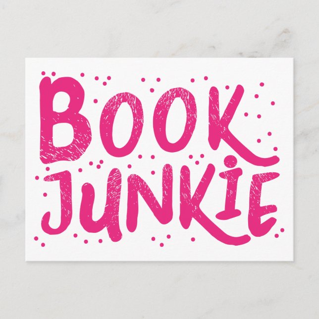 Carte Postale junkie de livre en rose (Devant)