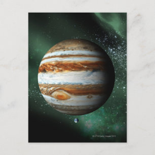 Carte Postale Jupiter et comparaison de la Terre