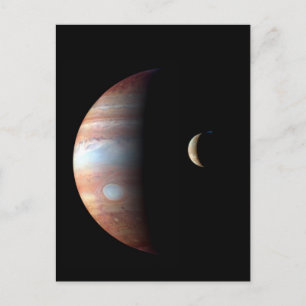 Carte Postale Jupiter planète géante gazeuse & Io lune galiléenn