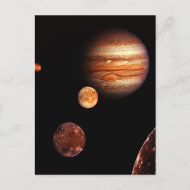 Carte Postale Jupiter Satellites Galiléens NASA (Devant)