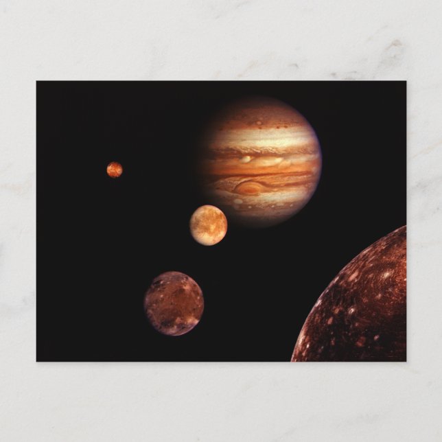 Carte Postale Jupiter Satellites Galiléens NASA (Devant)