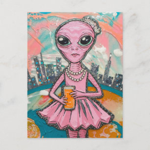 Carte Postale Jus d'orange Alien dans la ville