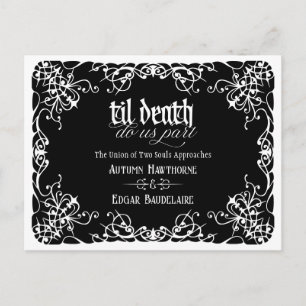 Carte Postale Jusqu'à la mort Mariage gothique noir et blanc Enr