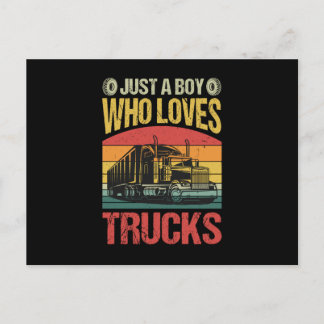 Carte Postale Just a Boy Who Loves Trucks