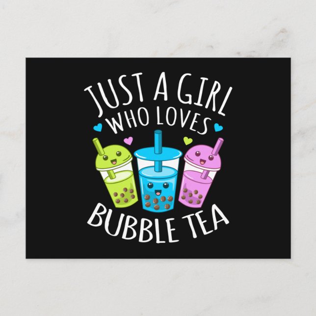 Carte Postale Just A Girl Who Loves Bubble Tea Boba Kawaii Tea (Devant)