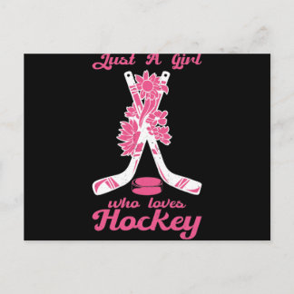 Carte Postale Just A Girl Who Loves Hockey Stick Puck Sport
