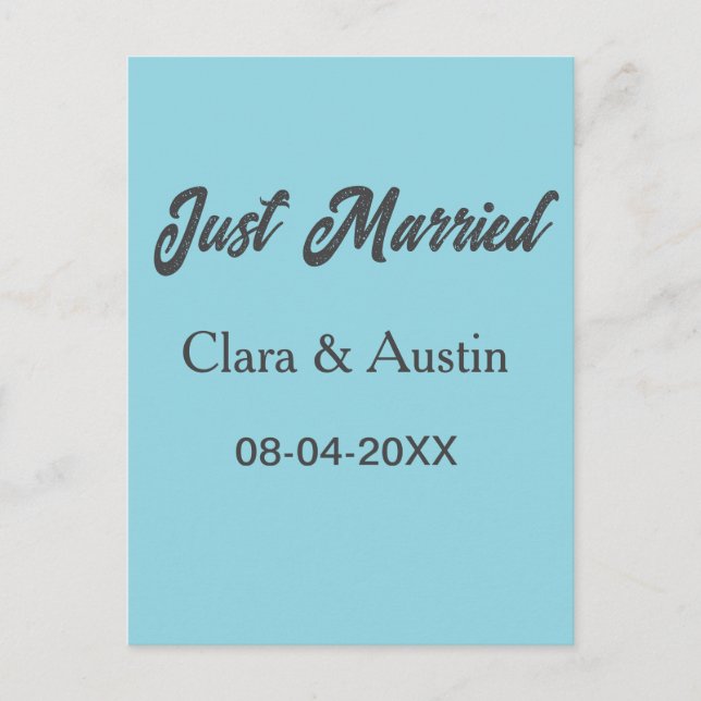 Carte Postale Just Married add couple name date year wedding sim (Devant)