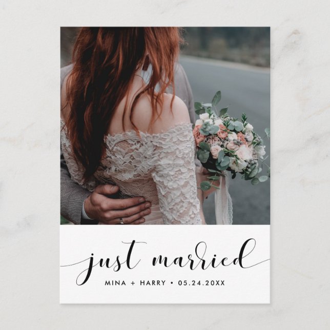 Carte Postale Just married Elegant announcement photo (Devant)