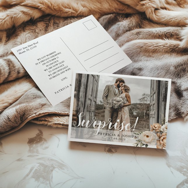 Carte Postale Just Married Wedding Announcement Postcard (Créateur téléchargé)