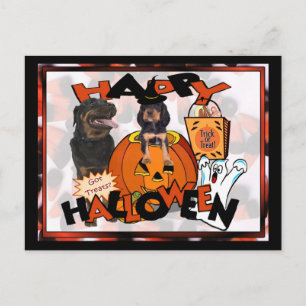 Carte Postale Just Too mignon Rottweiler Puppy Accompagné par Pa