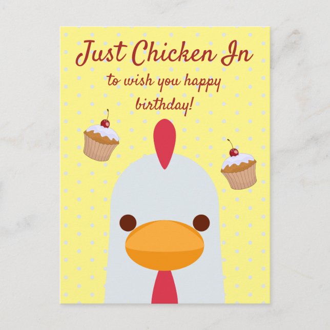 Carte Postale Juste du poulet dans un simple joyeux anniversaire (Devant)