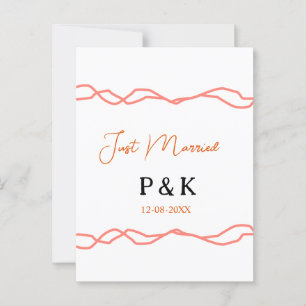 Carte Postale Juste marié ajouter nom de couple date rouge vinta