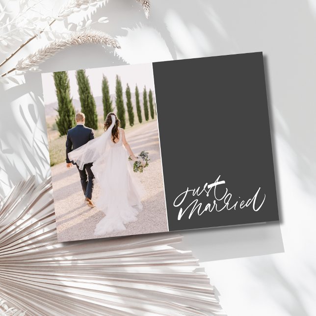 Carte Postale Juste marié Mariage photo Merci (Just Married Photo Wedding Thank You Postcard)