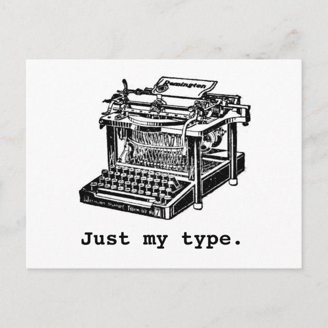 Carte Postale Juste mon type, Typewriter (Devant)