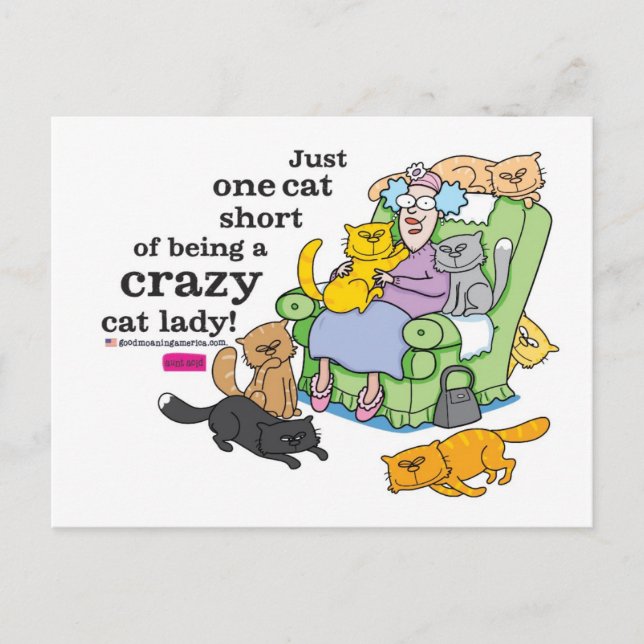 Carte Postale Juste Un Chat À Moins D'Être Une Dame Crazy Chat (Devant)