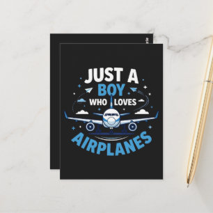 Carte Postale Juste un garçon qui aime les avions 