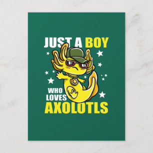 Carte Postale Juste un garçon qui aime les axolotls Mignon Drôle
