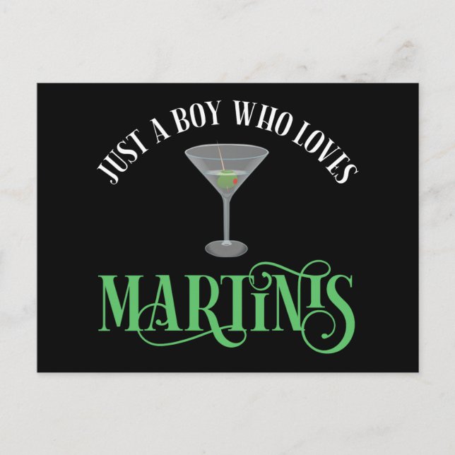 Carte Postale Juste Un Garçon Qui Aime Les Martinis (Devant)