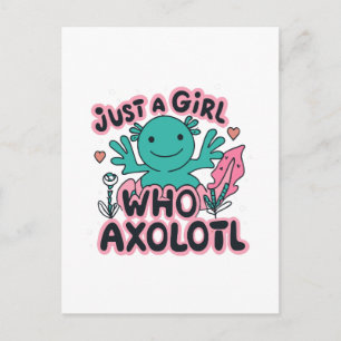 Carte Postale juste une fille qui aime Axolotl
