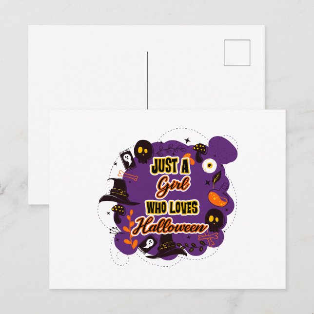 Carte Postale Juste une fille qui aime Halloween (Devant / Derrière)
