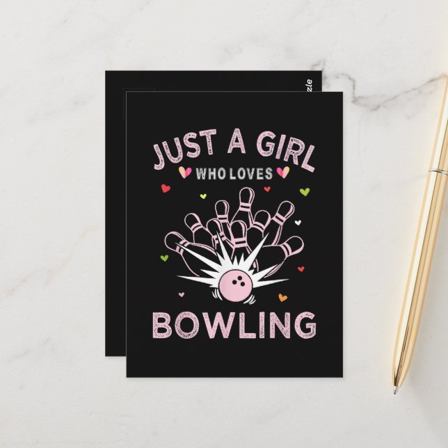 Carte Postale Juste Une Fille Qui Aime Le Bowling (Devant/Arrière en situation)