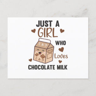 Carte Postale Juste une fille qui aime le lait au chocolat Kawai