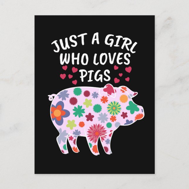 Carte Postale Juste Une Fille Qui Aime Les Cochons Cadeaux Femme (Devant)