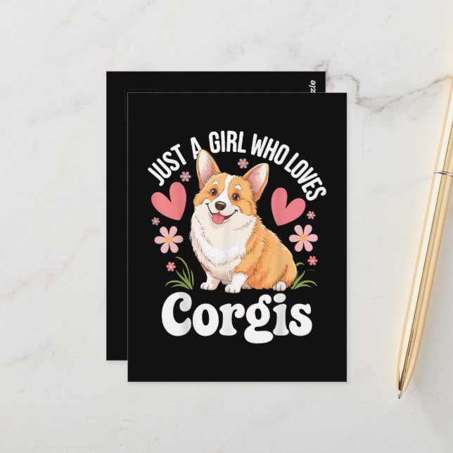 Carte Postale Juste une fille qui aime les Corgis (Devant/Arrière en situation)