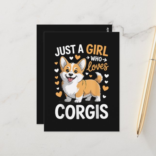 Carte Postale Juste Une Fille Qui Aime Les Corgis (Devant/Arrière en situation)