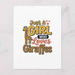 Carte Postale Juste Une Fille Qui Aime Les Girafes Vintage Vecto