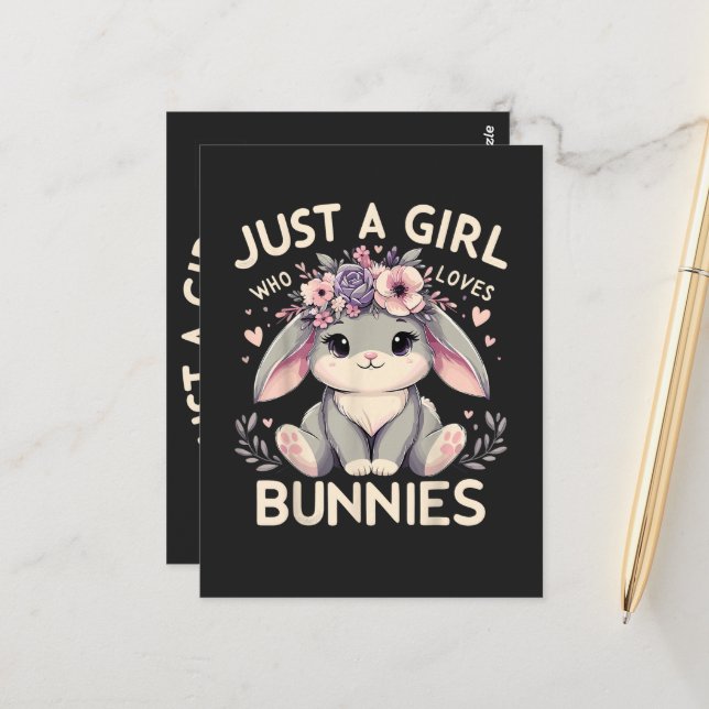 Carte Postale Juste Une Fille Qui Aime Les Lapins (Devant/Arrière en situation)